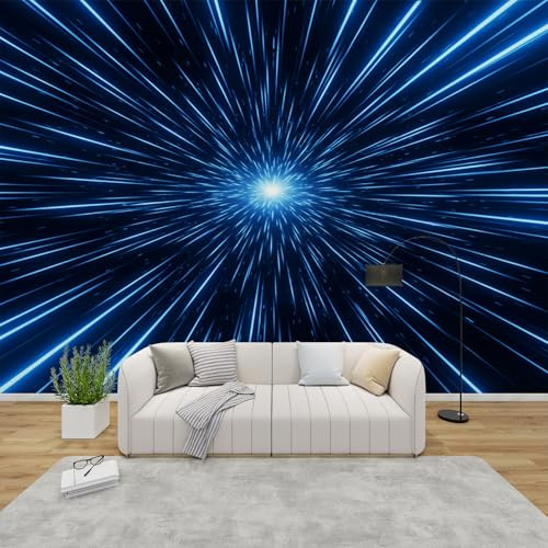 AevuCub Tapete Optische Täuschung, Fototapete Weltraum Schlafzimmer, Tapeten Vliestapete Marineblau Wohnzimmer, Wandtapete Kinderzimmer Jungen Wanddeko, Mustertapete Vlies 500 x 350 cm (B x H)
