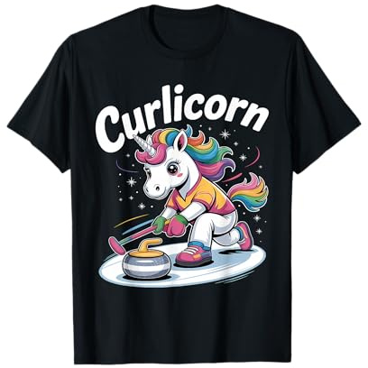 Eisstockschießen Einhorn Ice Curling Spieler Eissport Lustig Curling T-Shirt