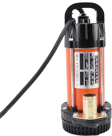 Sxhlseller Pompe à Eau Submersible 300 W Pompe électrique en Acier Inoxydable 12 V, Moteur en Cuivre sans Balais à Haut Débit 18 GPM avec Ascenseur de 22 M et Câble de 2,5 M pour étang Agricole