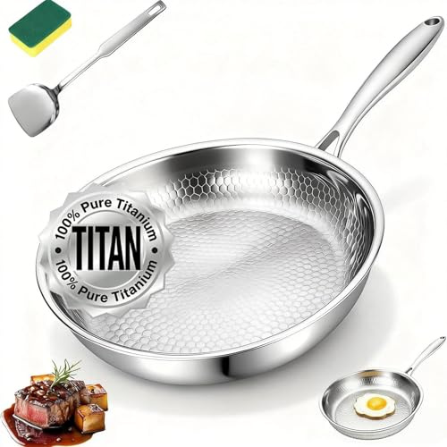 2026 Nuovo Padella Titanio, Padella Titanio Puro, Padellas in Titanio Non Rivestita, 26/28/30 cm Titanium Pro, Premium in Titanium Non Rivestita per Cucina e Uso Quotidiano (Senza Coperchio, 30cm)