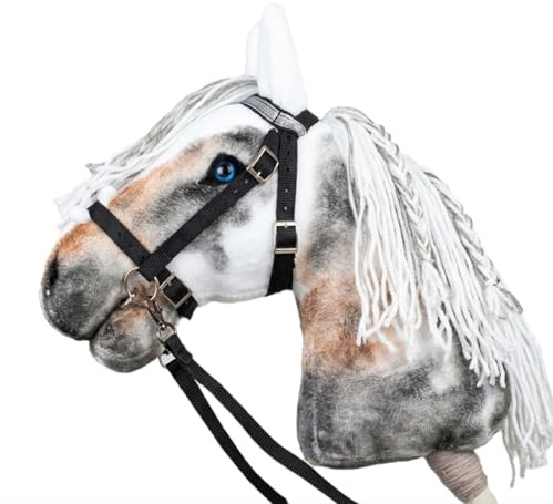 Windy Mane Hobby Horse Steckenpferd A3 Pferd Appaloosa mid Abnehmbare Trense, realistischen blauen Augen.