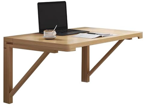 SMCMGECEUZ Tavolo Pieghevole Da Parete Tavolino A Muro In Legno Massiccio 60 70 80cm Scrivania Sospesa Tavolo Galleggiante Per Studio Lavoro Camera Da Letto Balcone(70x50cm/28x20in)