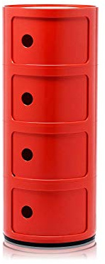Kartell Componibili, 4 Elements, Rot, Runde Basis