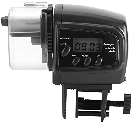 Automatische Aquarium Fischfutter Futterautomat Auto Timer Feeder mit LCD Bildschirm Display Große Kapazität für Wochenende Urlaub Ferien 40g Container Batteriebetrieben für Flocken, Pellets und Table