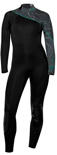 BARE 3/2MM Women's Elate Full Wetsuit | Comfortable high Stretch Neoprene Material | Long Sleeve | Great for All Watersports, Scuba Diving and Snorkeling | Grey 06