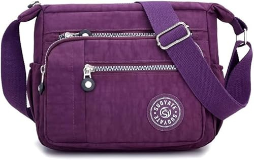 Womens Cross Body Bag Casual Umhängetasche Handtasche Multi Pocket Messenger für den täglichen Gebrauch Einkaufen (lila)