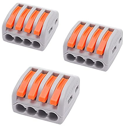 smseace 25 Pcs 4 Port Lever Nut Conductor Compact Wire Connectors Fast Connection Terminal for Multiple Types of Wires PCT-214