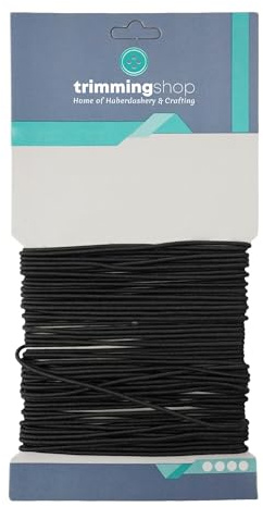 Trimming Shop 1.5mm Elastic Cord, Thread Beading String, Round Hat Elastic Stretchy String Rope for DIY Craft Projects, Sewing Accessories, Jewellery Stringing, Black, 10 Metres