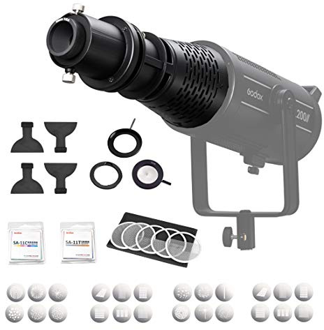 Godox SA-17 Kit for Bowens Mount SL150II VL150 VL200 VL300 SL200II LED Continuous Light with Godox SA-P Projection Attachment + SA-06 Iris + SA-09GOBO + SA-11 Color Filter