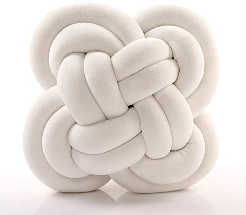 NINIAF Knotenkissen, weicher Samtstoff, modernes und dekoratives Kissen, skandinavischer Stil, für Sofa, Bett, Wohnzimmer, Babyzimmer (weiß)