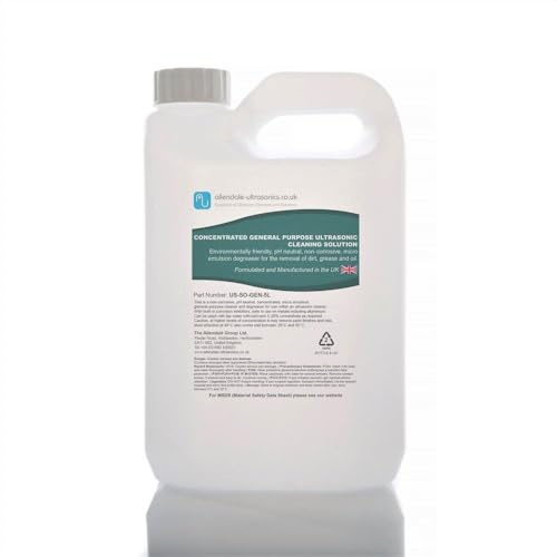 5 Litre Allendale Ultrasonics Concentrated General purpose Ultrasonic Cleaner Solution, PH Neutral, Micro Emulsion Degreaser