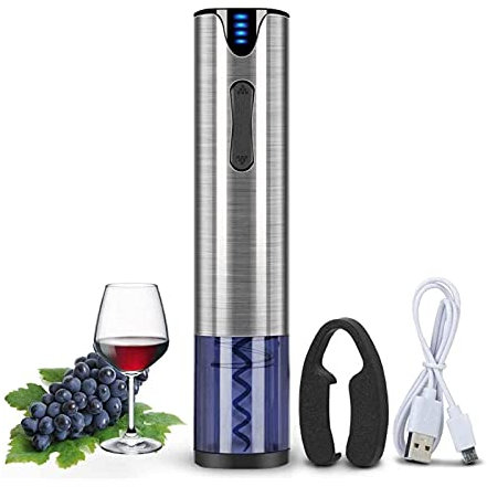 NCRD Abrel de vino eléctrico con cortador de láminas - acero inoxidable Abridor automático de botellas de vino - abrelatas de botellas de vino eléctrico recargable - abrel de vino abridor de corcho el
