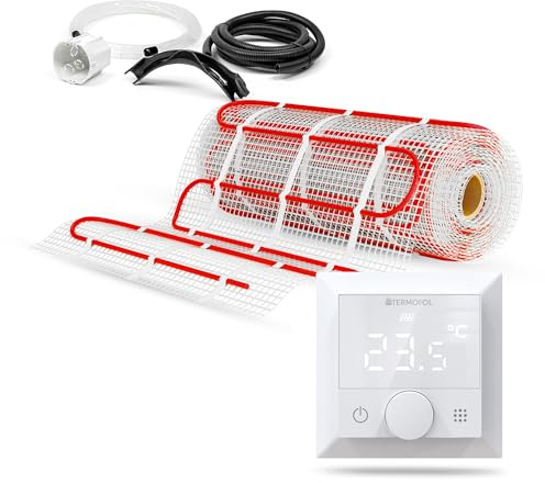 Termofol Tapis de Chauffage Sol + Thermostat Set - Surface 0.50 - Puissance 150W/m2 - Chauffage au Sol Electrique avec Thermostat H5 - Plancher Tapis Chauffant Electrique