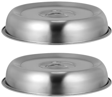 Housoutil 2 Stücke Speiseglocke Edelstahl Teppanyaki Deckel Tellerglocke Edelstahl Pfannendeckel Tellerhaube Fliegenhaube Burger Haube Dome Glocke Ersatzdeckel für Kochtopf Töpfe Pfannen Zubehör 28CM