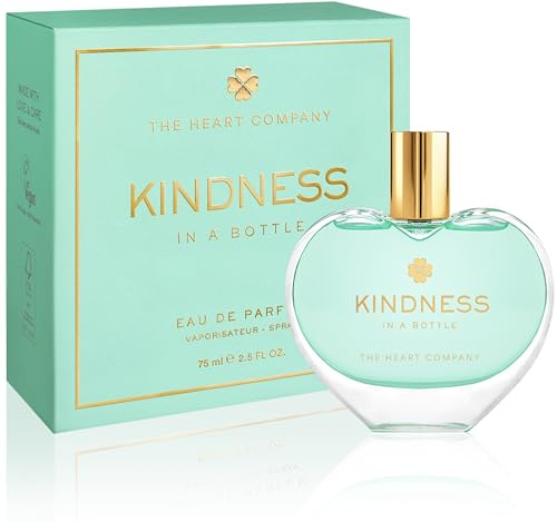 KINDNESS in a bottle Eau de Parfum Unisex für Damen & Herren - Frisch-holziger Duft mit Bergamotte, Birne & Zedernholz - Veganes Parfüm - Herzflakon 75 ml