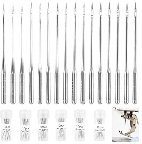 120 Stück Nähmaschinennadeln, Kcmell Universal-Maschinennadeln in 6 Größen 65/9, 75/11, 80/12, 90/14, 100/16, 110/18, scharfe Nähmaschinennadeln für Heimnähmaschine