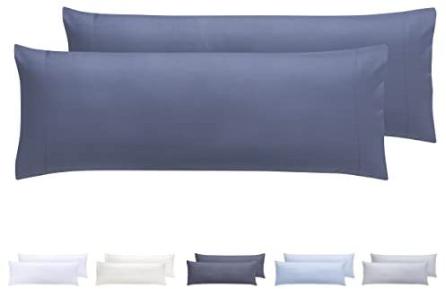 Kissenbezüge, extra weiche Mikrofaser, hypoallergen, Set mit 2 Kissenbezügen 90X40 cm Graublau
