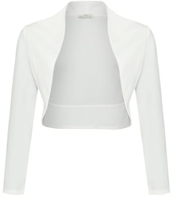 DANAEST Donna Manica Lunga Bolero Festivo Cardigan Cardigan Spalla Corto Top (700), bianco, XL corto