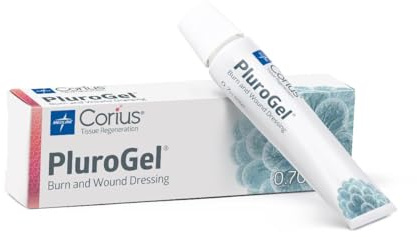PluroGel Burn and Wound Dressing Gel, Moisture-Retaining, Non-Cytotoxic, Water-Soluble, Biocompatible Gel for Burns, Cuts, Ulcers, and Wound Care Protection, 0.7 oz. Tube