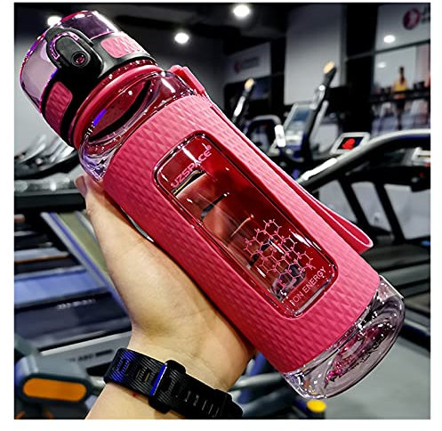 Sparrow Angel Sport Wasserbecher Sportwasser-Flaschen Tragbare Fitnessstudio Anti-Stoff-Leck-Proof Große Kapazität Fitnesskessel-Kessel-Plastikgetränk-Flasche (Color : 700ml Pink)