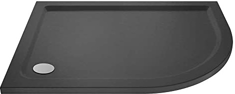 VeeBath 40mm Slate Grey Offset Shower Tray RH for Walk in Wet Room Enclosure Cubicle - 1200 x 800mm