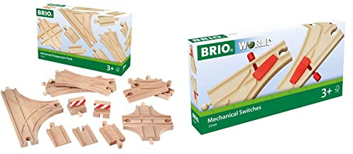 BRIO Holzweichen-Set - 11 Weichen aus Buchenholz für die BRIO Holzeisenbahn - Empfohlen für Kinder ab 3 Jahren - HO-Maßstab, Holzfarben, 16.5 mm Spurweite