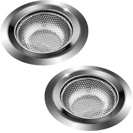 2Pcs Kitchen Sink Strainer Plug - Stainless Steel Sink Plug Strainer for Kitchen, Hair Catcher for Bathtub and Shower - Sink Strainer Prevent Blocked Drains & Unwanted Smells in the Kitchen