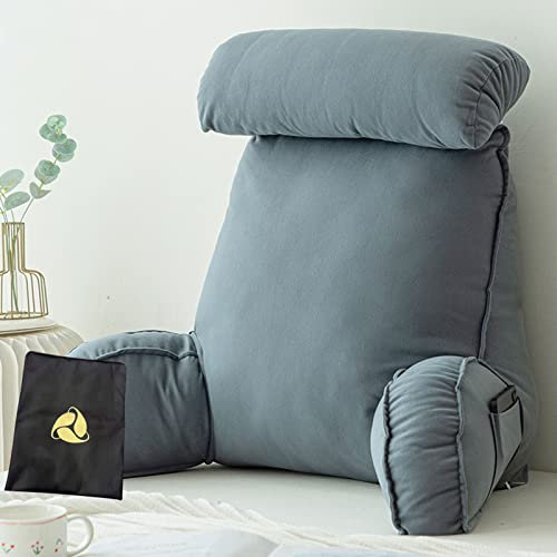 KKAIRA Lesekissen,Rückenkissen mit armlehnen,mit Abnehmbarer Nackenrolle & waschbarem ​Bezug,Lesen oder Spielen auf dem Bett/Sofa/Boden 75 * 40 * 58CM(with headrest)