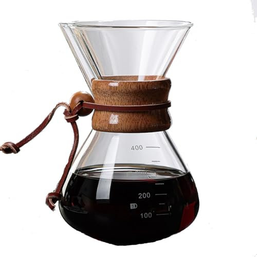 Deosdum pour Over Caffettiera, 800ml Beccuccio a V Collo in Legno Macchina per caffè con Filtro e Scala in Acciaio Inossidabile a Doppio Strato