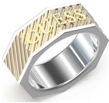 GUESS Bond Street Squared Logo Ring Gold Gents Ring UMR03030YGST64
