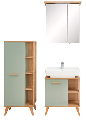 Pelipal Badmöbel-Set 3-teilig Quickset 963 mit Waschbeckenunterschrank und Spiegelschrank (LED) | Hochwertige Badezimmermöbel vom Markenhersteller