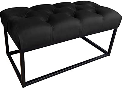 MartHome Sitzbank mit Beinen Chesterfield - Sitztruhe, Sitzhocker - Gepolsterte Bank, Einzelbank - Stabiler Rahmen, Modernes Design - Bank Sitzmöbel, Flurbank (Schwarz MG19)