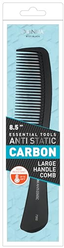 DONNA Carbon Barber Comb 8.5″ with Large Handle – Anti-Static & Heat-Resistant Styling Comb for Hair Cutting, Detangling & Blow Drying – Black