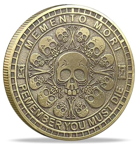 Strugglejewelry Memento Mori Challenge Coin: Elevate Your Daily Stoic Practice with Amor Fati Medallion - A Perfect Stoicism Gift and EDC Metal Token for Embracing Life's Moments (Bronze)