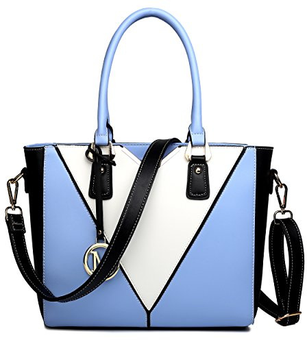 Miss Lulu Handtaschen für Damen Mittelgroß, Handtasche V-förmiges Design Viele Fächer Umhängetasche Groß, Elegant Schultertaschen, Tote Tasche für Pendeln Schule Arbeit Reise