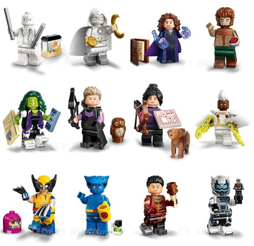 LEGO Marvel Serie 2 Minifigur: Komplettes Set mit 12 Minifiguren: Beast Wolverine Moon Knight Hawkeye – Enthält Calendar Man Umhänge – Superhelden 71039