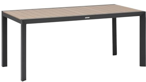 HESPERIDE - Table de Jardin évasion Effet Bois Honey et Graphite 6 Places Lates en Aluminium