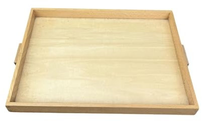 predolo Vassoio in Legno Montessori Vassoio per Alimenti Versatile in Legno Grezzo con Manico Vassoio per Colazione per Bevande Cena Materiali Montessori, 40x30 cm