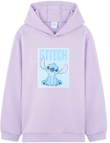 Disney Stitch Pullover Mädchen, Jungen & Teens, Atmungsaktiv Kinder Hoodie Kuschelig mit Wendbarem Pailletten-Design, Geschenk Idee