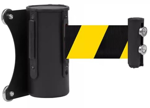 Magnetische Einziehbar Absperrband-3/5M Gelb-Schwarzer Gurt Temporäres Tool | zur Kontrolle von Menschenmengen als Sicherheitslösung für Warteschlangen(5M/16.4FT)