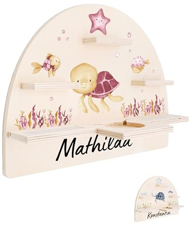 Bärenfreunde personalisiertes Tonie Regal für Kinderzimmer - Magnetisches Toniebox Regal für Toniebox1 & 2 Plus Figuren mit abgerundeten Ecken & Kanten (Schildkröte rosa)