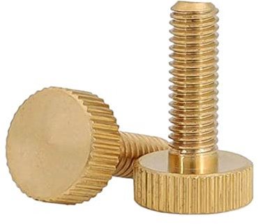 Klemmknöpfe, Rändelschrauben, 2–5 Stück M3 M4 M5 M6 Rändelschrauben aus Messing mit flachem Kopf, handfest anziehen, Rändelschrauben mit Einstellschrauben, M3 x 5 mm (Farbe: 5 Stück, Größe: M4 x 20 mm