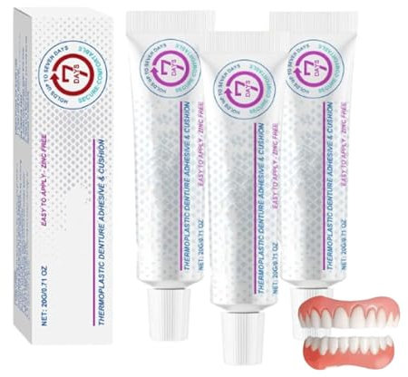 Denture Silicone Reline Kit, Thermoplastic Denture Adhesive Cushion, Dentach Denture Adhesive, Adhesive for Teeth Denture, Denture Molding Kit, Soft Denture Kit (3pcs)