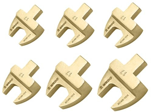 WEDO Non-Spark Open End Wrench Head 6pcs Set, 8,10,12,14,17,19mm, Insert Replaceable Torque Wrench Head, Fit for Square Drive Mouth 9x12mm, Aluminum Bronze,