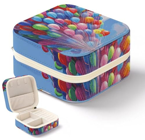 GHEPSDW Boîte à bijoux colorée pour ballons et maison, petite boîte de rangement portable pour bagues, boucles d'oreilles, colliers