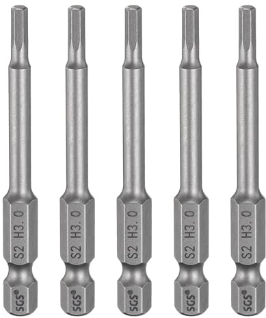 QUARKZMAN 5Pcs H3.0 Embout de Tournevis Hexagonal 3mm Métrique Pointe Plate 1/4 Tige Hexagonale 65mm (2.56) Longue Magnétique Embouts de Tournevis Industriels à Douille Hexagonale