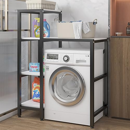 Armario Lavadora Y Secadora Vertical,Estantería Lavadora Con Tablero De Estante,Mueble Lavadora Secadora Exterior,Gabinete De Lavadora De Tambor,Universal Kit De Soporte Secadora Sobre Lavadora(Black/