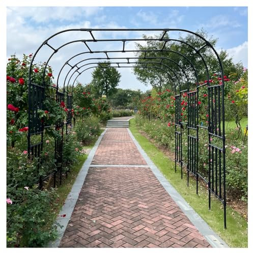 Tonnelle de jardin en métal robuste – Treillage décoratif pour plantes grimpantes, événement en plein air et décoration de mariage, support de cour (noir, 3,9 x 0,55 x 2,7 m)