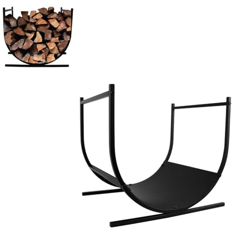 LILIIN Estantería de metal para leña, soporte para leña, soporte para leña, soporte de madera, 44 x 37 x 40 cm, para leña interior y exterior