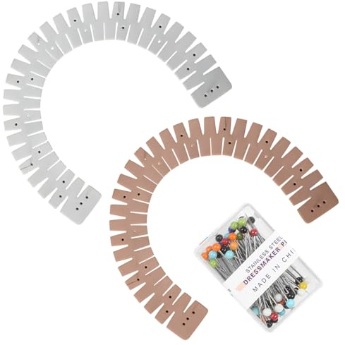SYEYCW 2 Piezas Regla para Dobladillo Caliente con Tachuelas, Dobladillo de Silicona, Regla Curva Flexible para Dobladillos, para Telas, Acolchados, Confección de Pantalones, Manualidades y Medición
